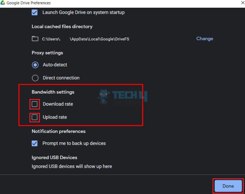 Bandwidth Settings