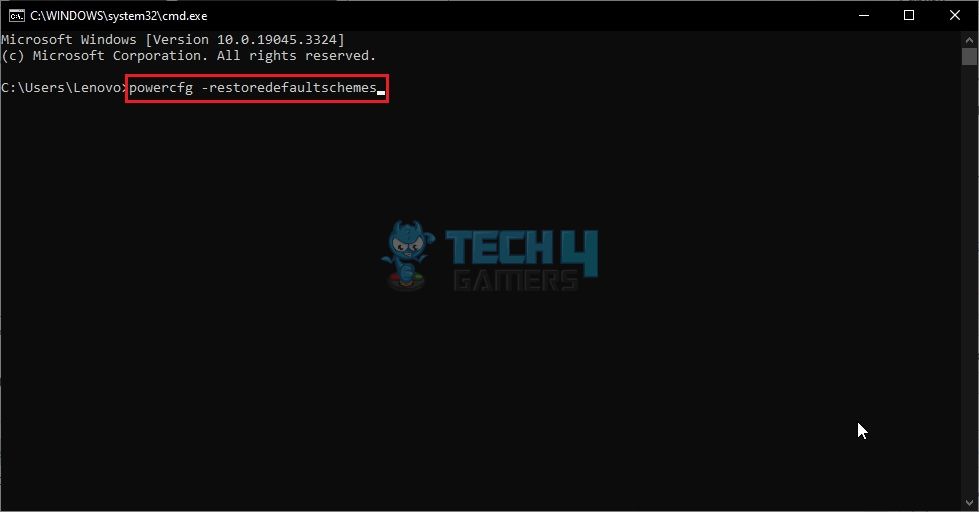 Reset Power Plan In Command Prompt