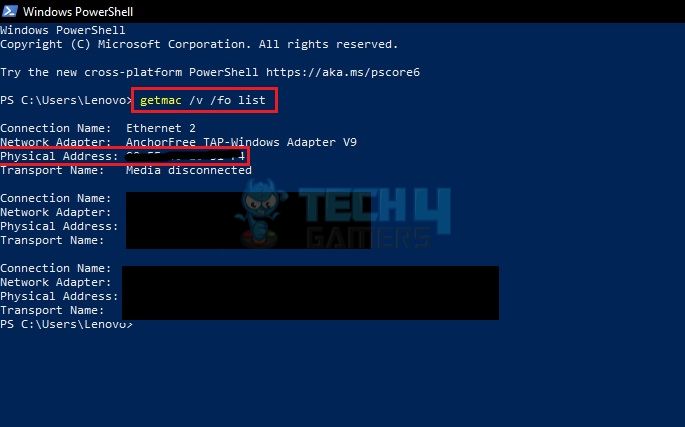 MAC Address In PowerShell