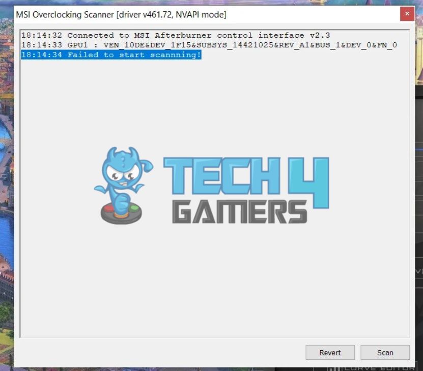 MSI Overclocking Scanner Failed To Start Scanning