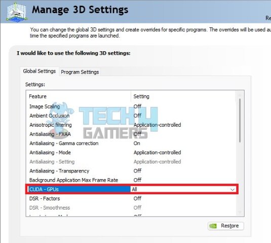 Change CUDA Setting