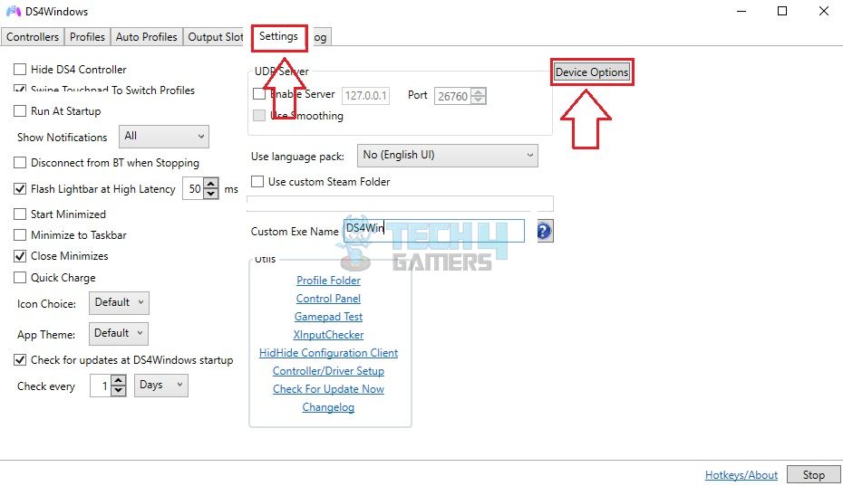 Device Options In DS4Windows