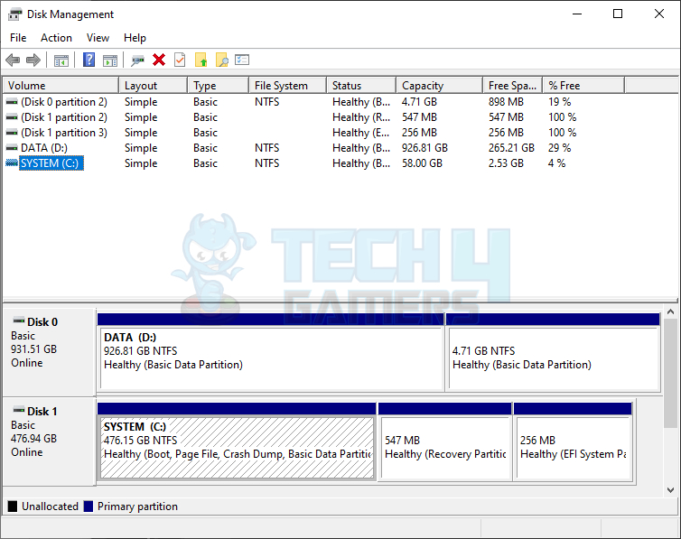 Image showing Create Partitions of Disk 