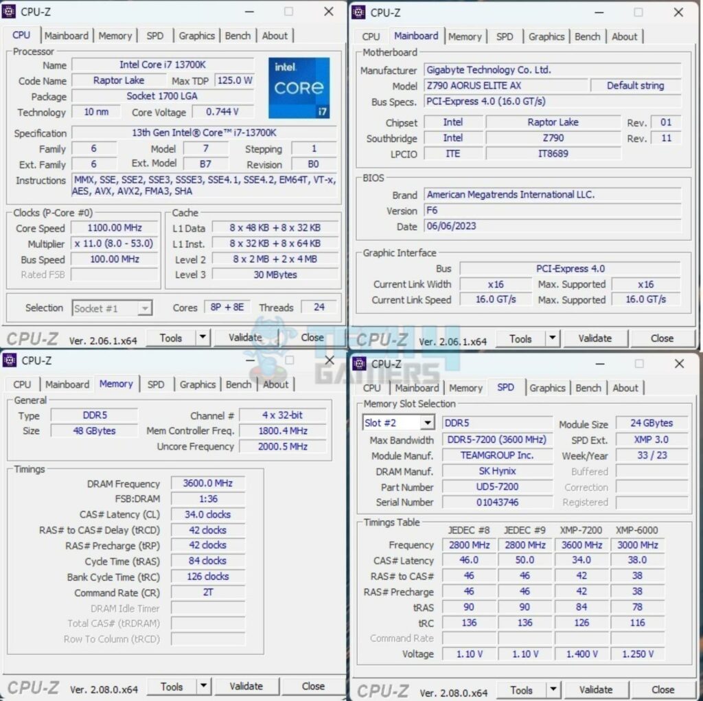 Teamgroup T-Create Expert DDR5 48GB 7200MHz CAS34 Kit — CPU Z 1024x102