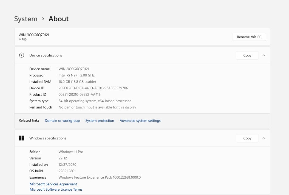 System Specifications