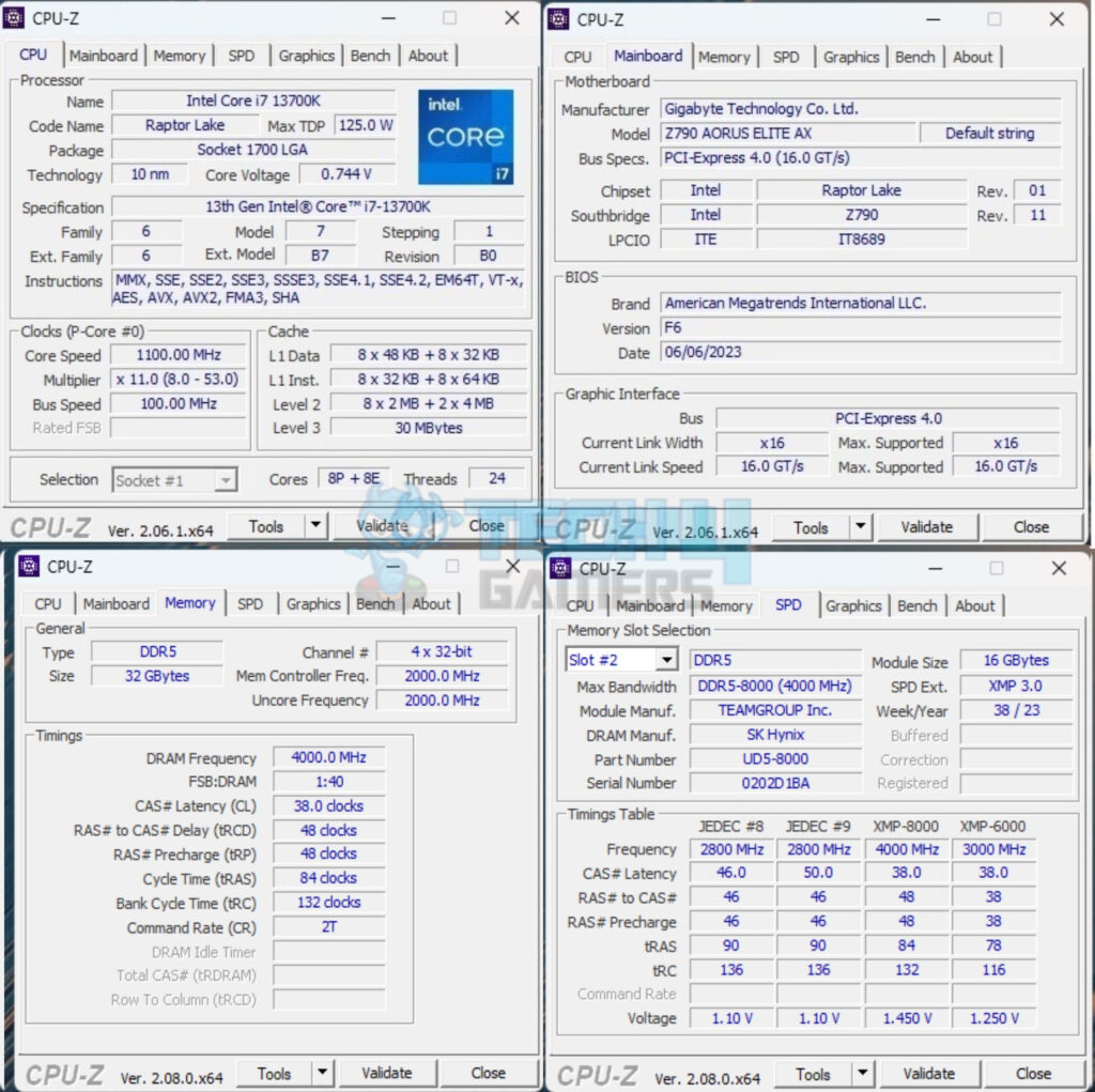 Teamgroup T-Force XTREEM 16GBx2 8000MHz CAS38 DDR5 — CPUZ 1024x102