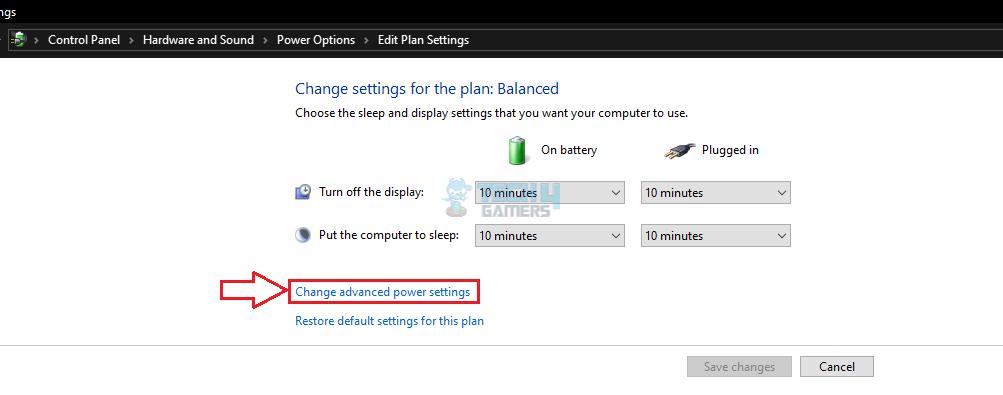 Change Advanced Power Settings