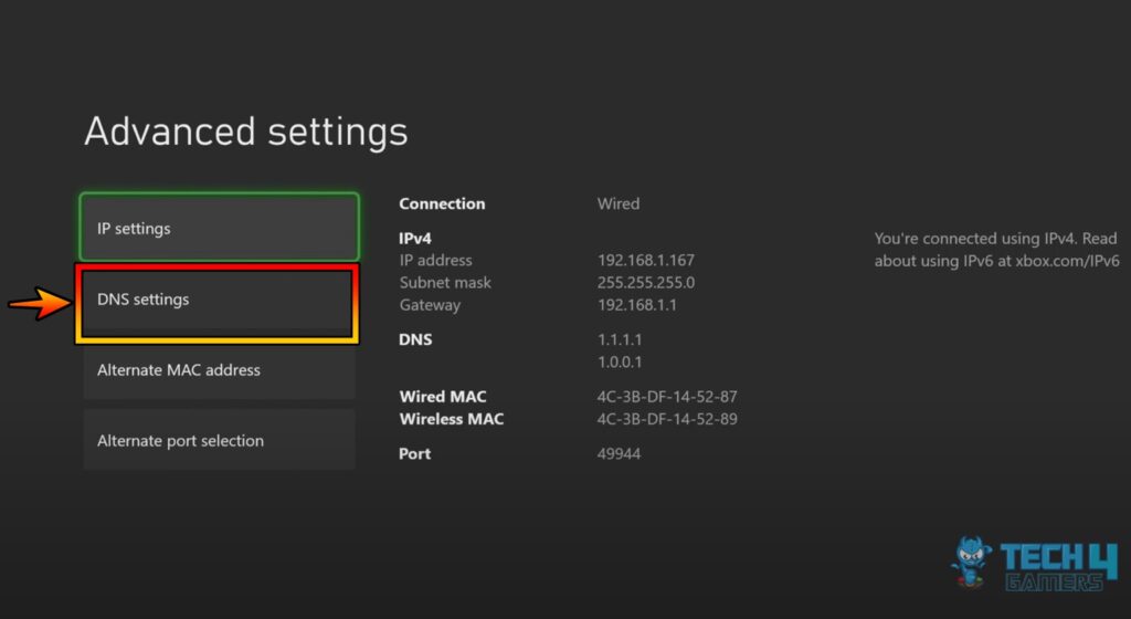 Advanced Settings DNS Settings