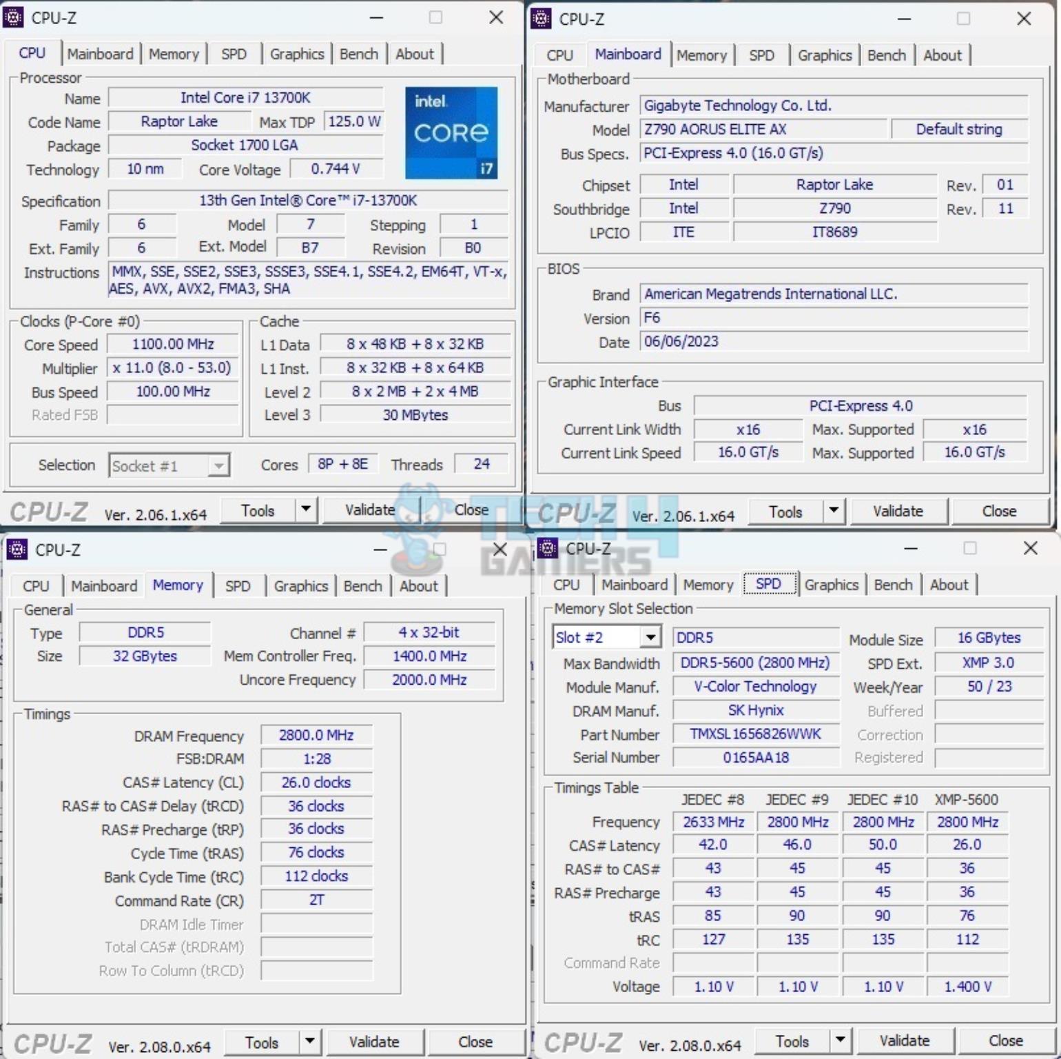 V-Color Manta xSky RGB 32GB 5600MHz CL26 DDR5 Kit — CPU Z