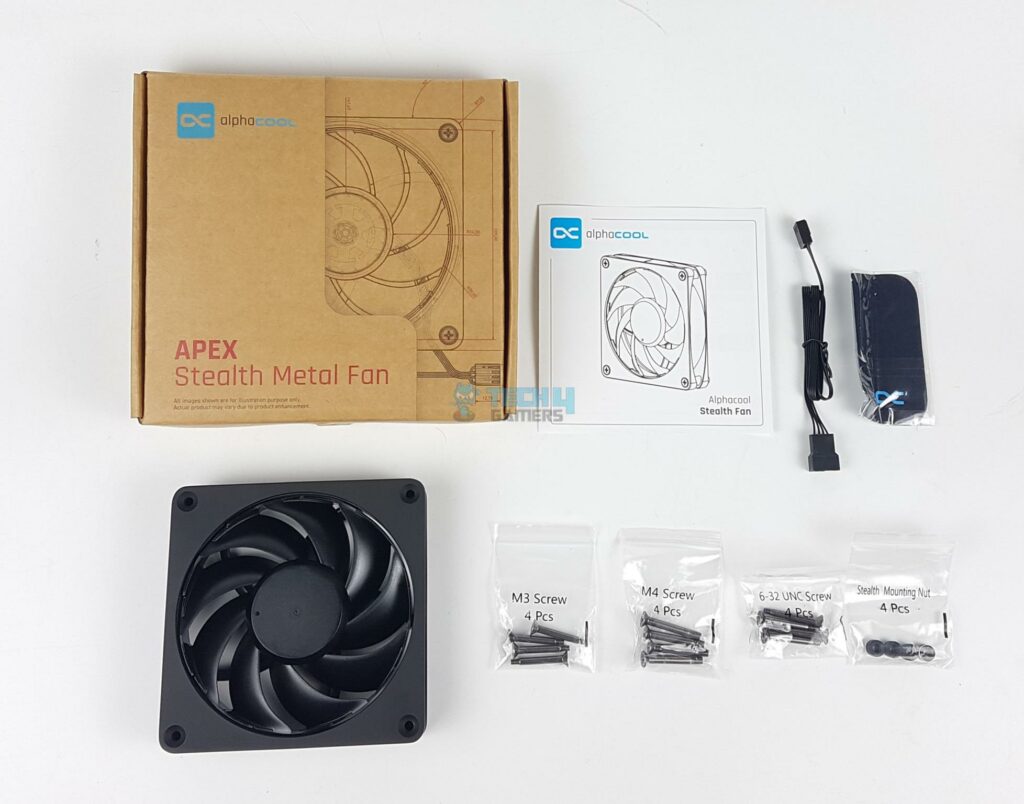 Alphacool-Apex-Stealth-Fan- — Alphacool Apex Stealth Metal Fan 3000RPM Matt Black Packaging 1024x80