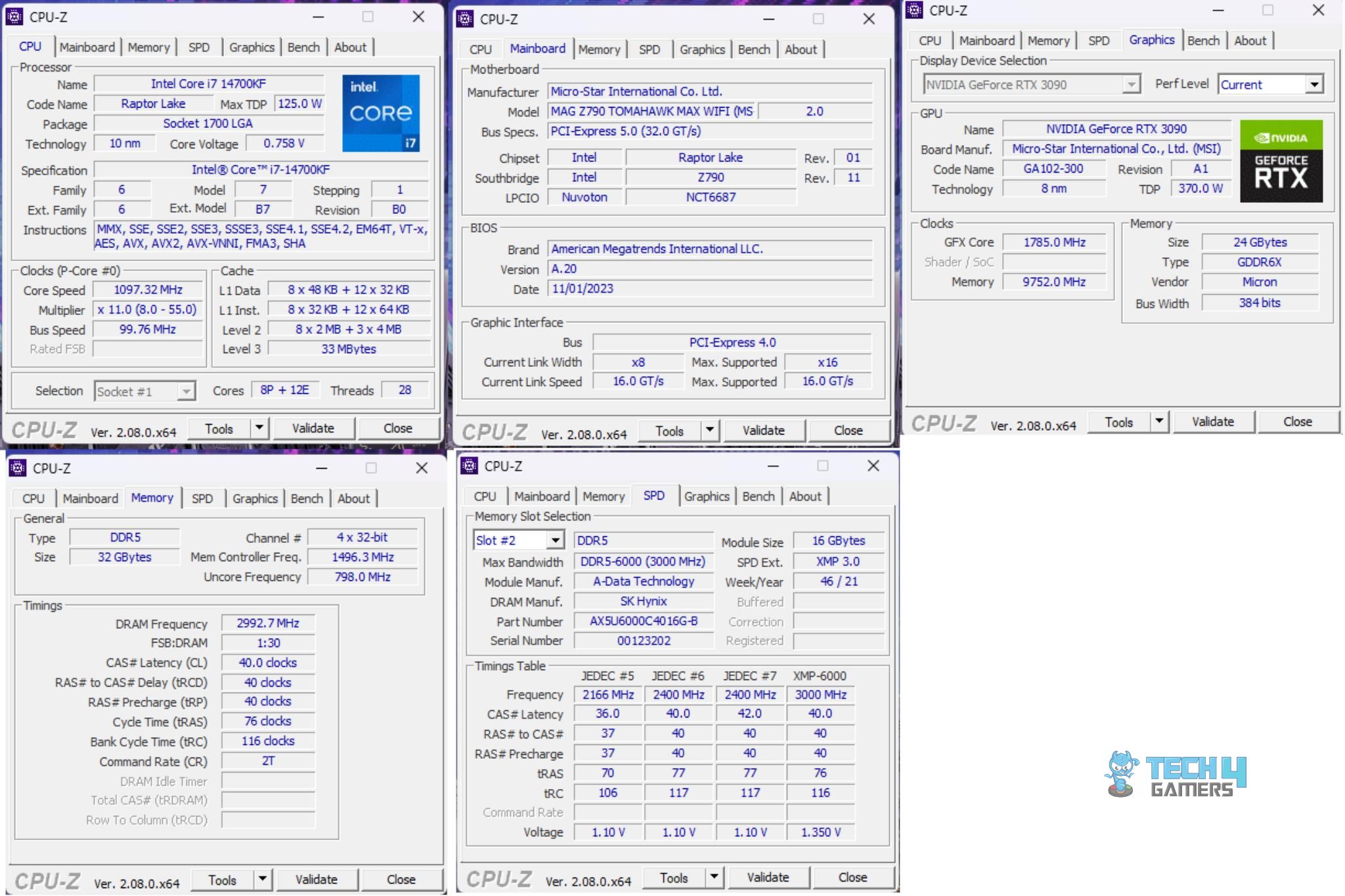 Test bench information in CPU-Z