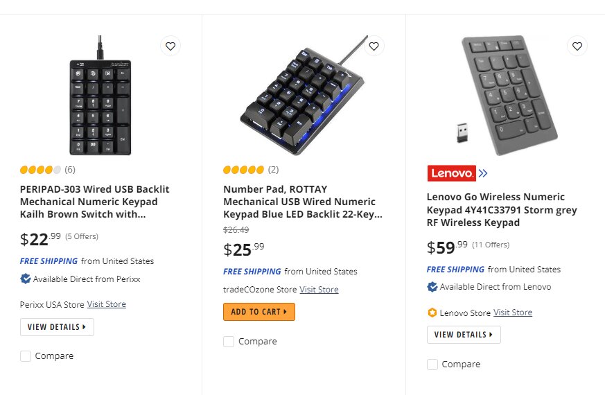 Numpad prices