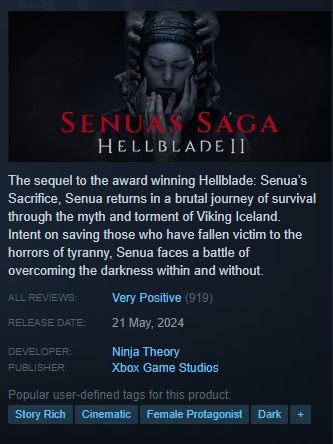 Hellblade 2 Steam Reviews