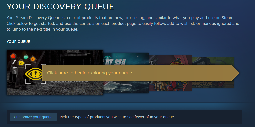 Steam Discovery Queue