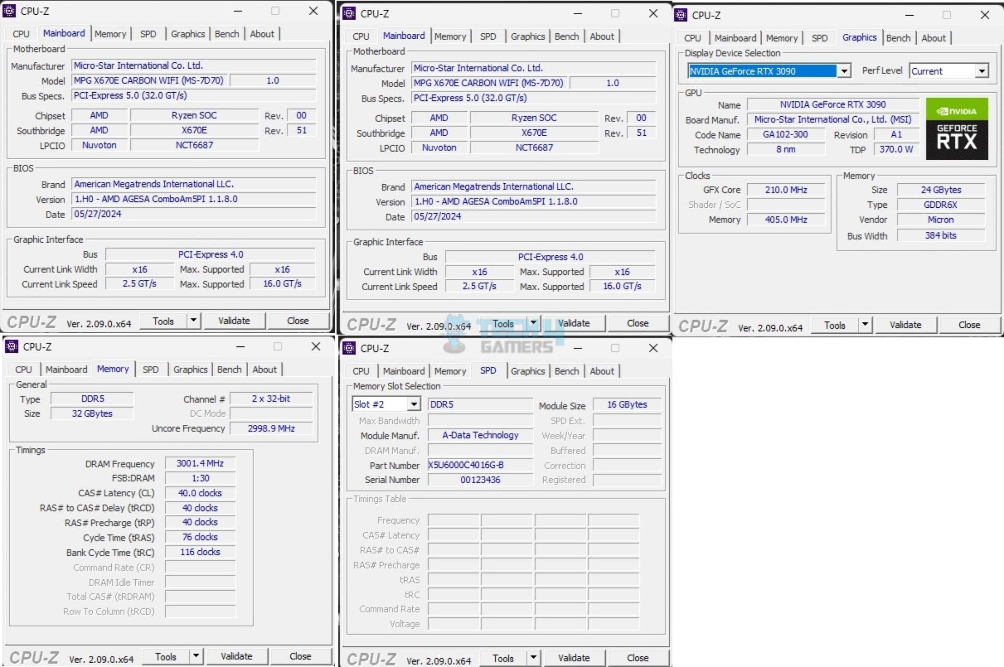 MSI MPG X670E Carbon WiFi — MSI MPG X670E Carbon WiFi CPUZ